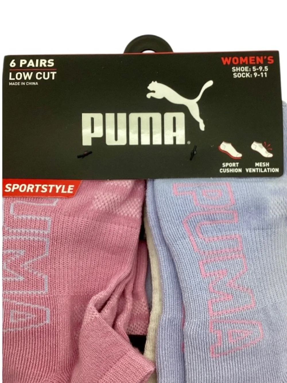 Puma 6 pk. Low Cut Sportstyle Training Socks (NWT) (Shoe Size: 5-9.5)